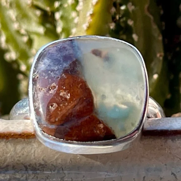 Natural Aqua Chrysoprase Sterling Silver Ring | sz 10 - Picture 4 of 7